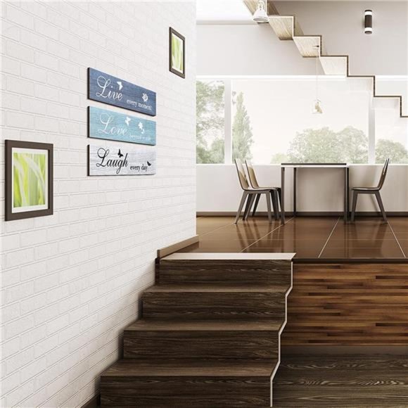 3 Pieces Rustic Wood Sign Wall Decor Live Love and Laugh Quote Sign Farmhouse - Picture 4 of 6